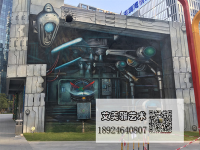深圳科技园大型3D壁画。手绘墙画